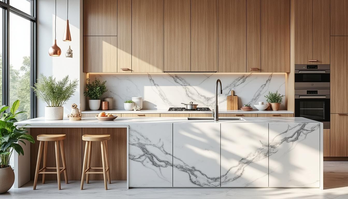 Découvrez comment allier l'élégance du bois et la sophistication du marbre dans votre cuisine. Explorez 10 idées chic et tendance pour sublimer votre espace culinaire tout en alliant chaleur et modernité.