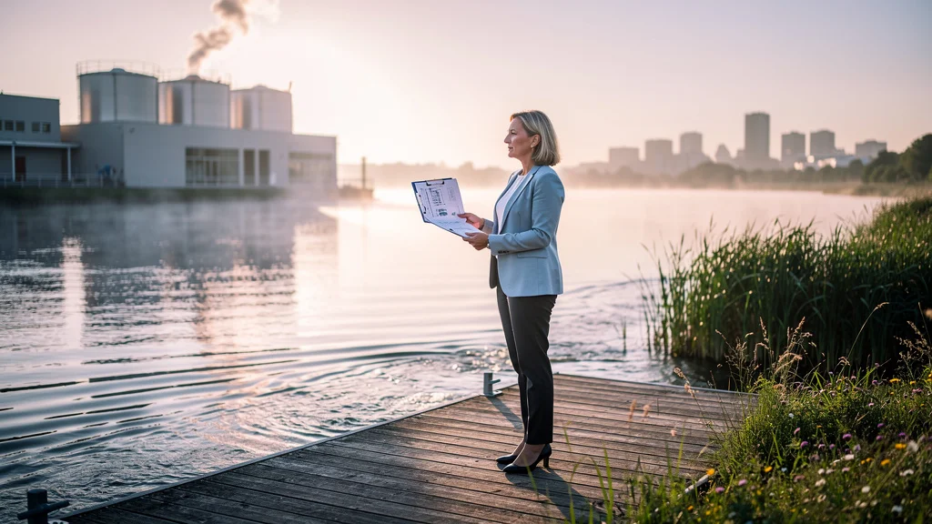 Médiateur de l'eau au bord d'une rivière, symbolisant son rôle et ses enjeux essentiels